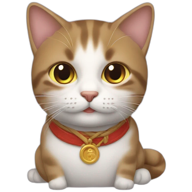 Un chat qui fait un câlin à un chuen emoji