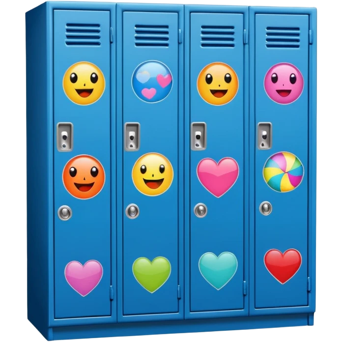 Girl’s decorated gym locker emoji