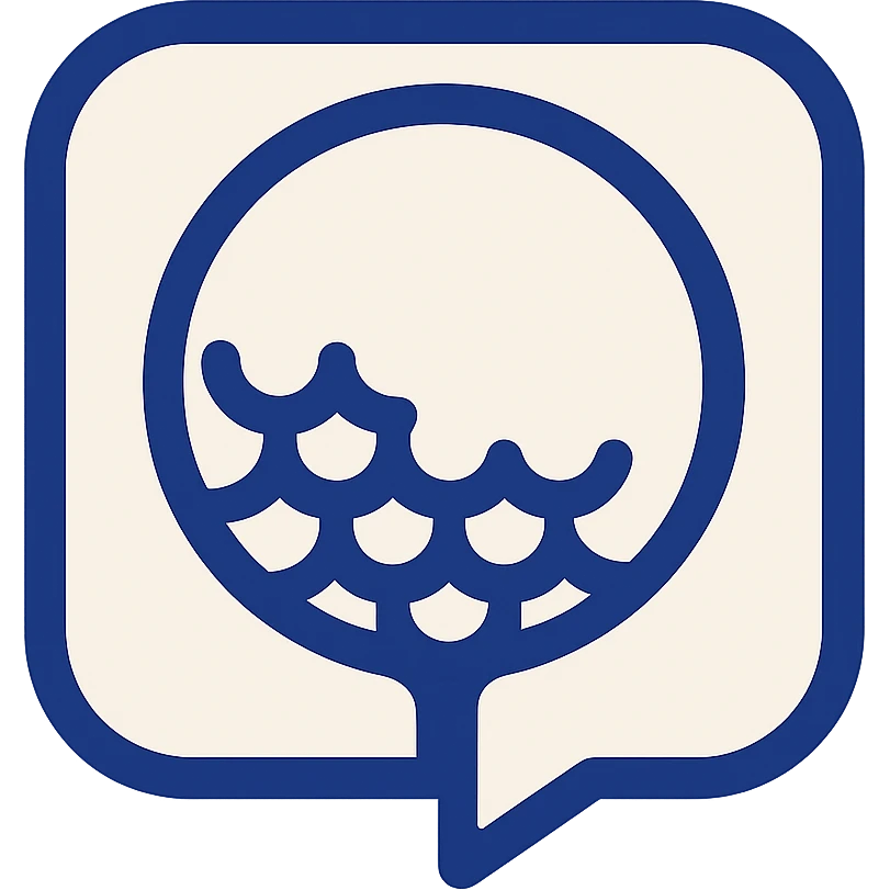 app icon for TeeTalk, a golf caddie AI, with a stylized golf ball and chat icon, clean and tech-inspired emoji