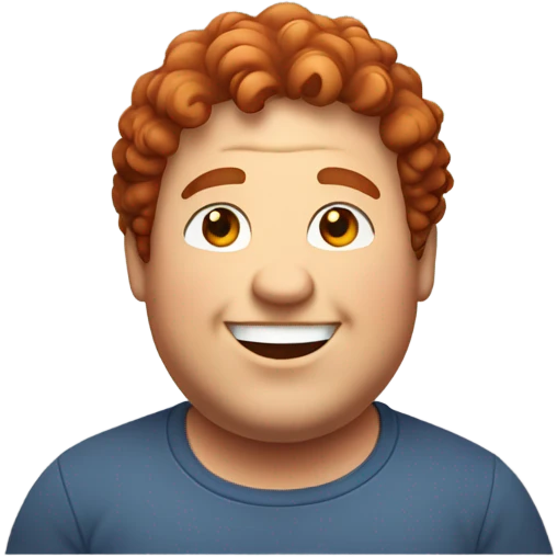 Redish curly few hair guy chubby smiling emoji