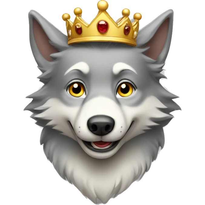 Young Happy male wolf with a crown  emoji