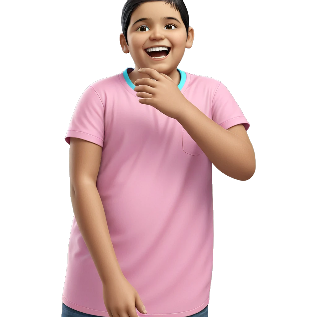laughing boy in pink shirt emoji