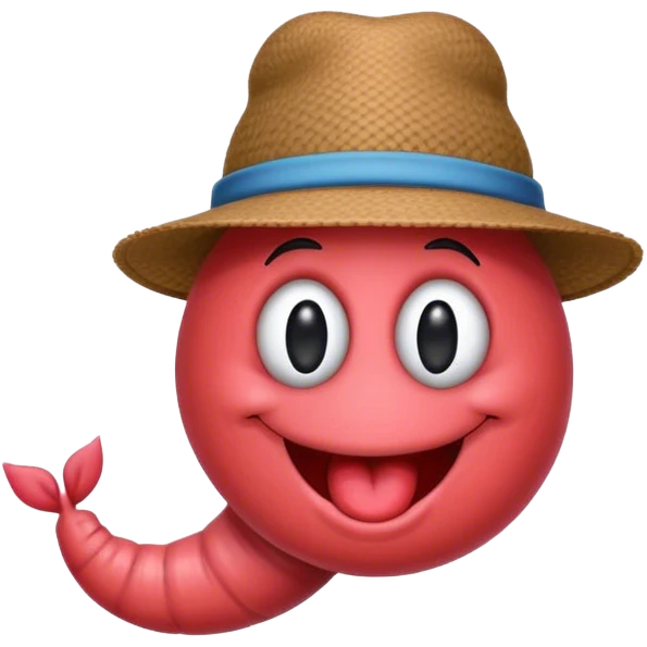 Worm with a hat and smiley face coming out nose  emoji