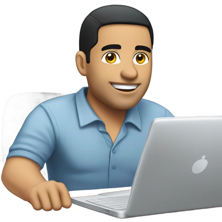 Working at my desk remotely from home balding Hispanic male with black hair and lighter skin emoji