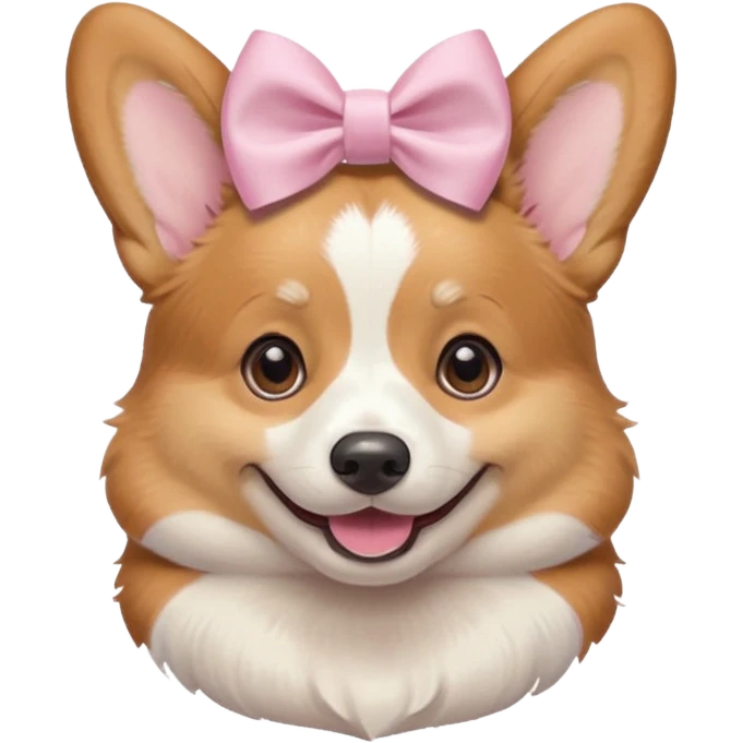 corgi with a pastel pink bow, smiling emoji