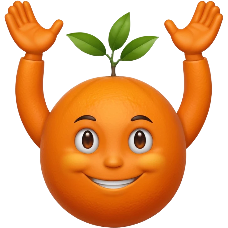 an Orange with arms and face expression emoji