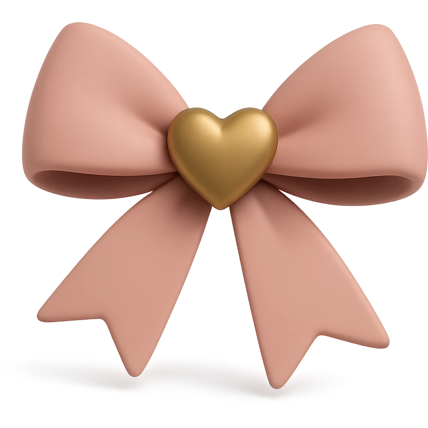 Pink bow with heart emoji