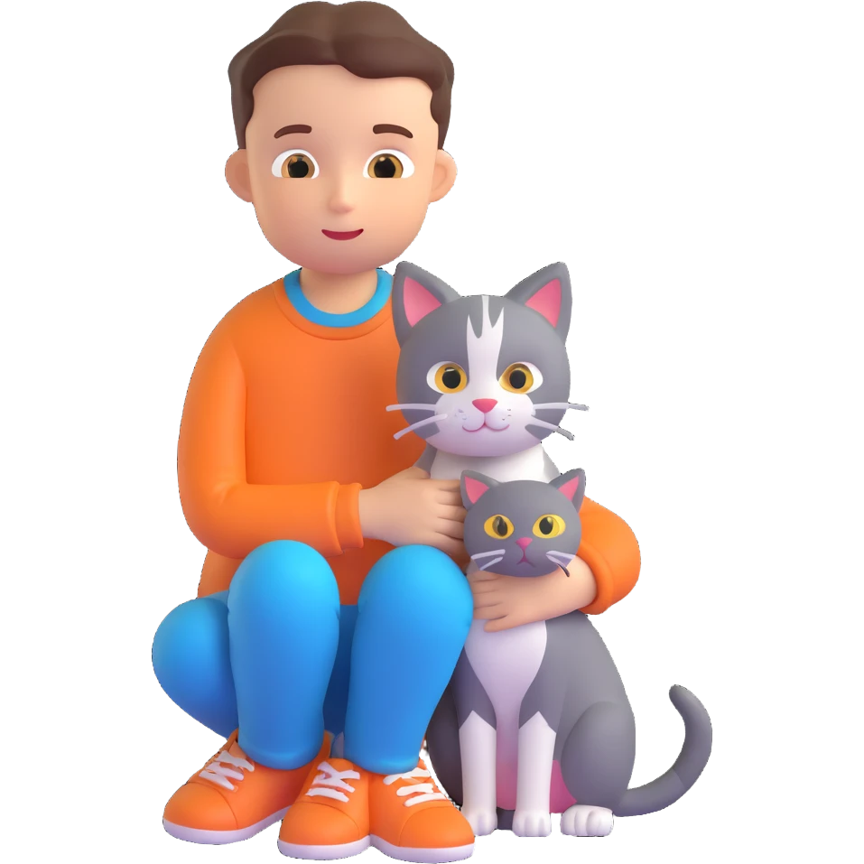 boy and cat pet emoji