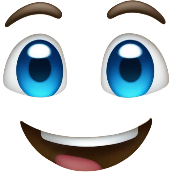 Bean with blue eyes and a happy face emoji