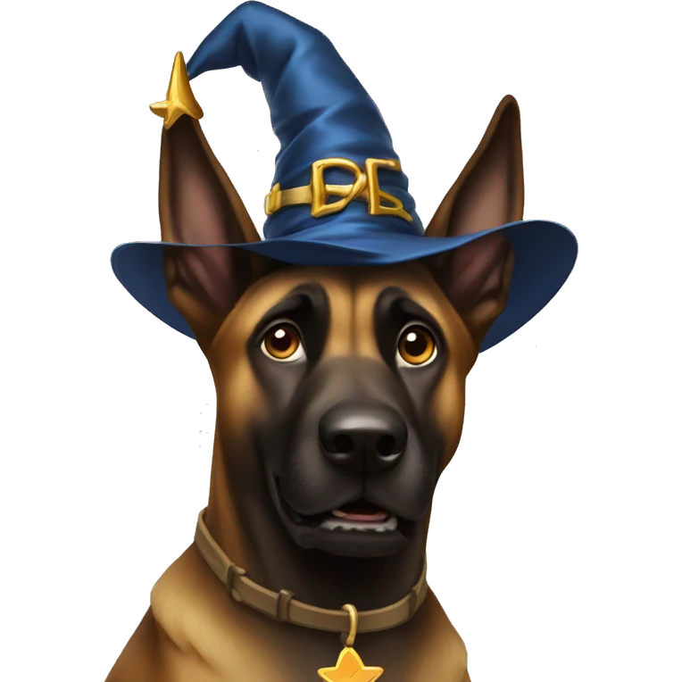 malinois dog with wizard scared emoji