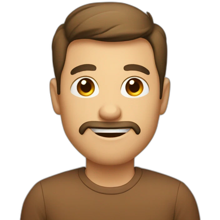 a guy in a brown shirt that says zxz on it emoji