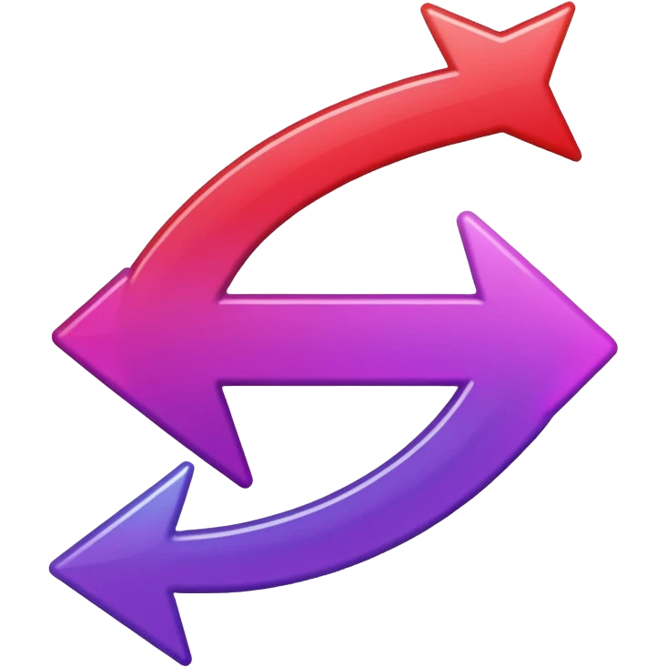 color gradient between red and purple glitter arrow left emoji
