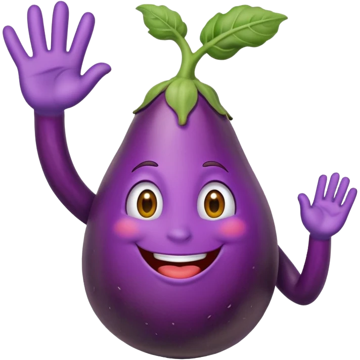 Eggplant saying hi emoji