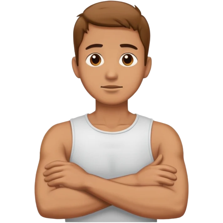 Man crossing his arms holding his neck  emoji
