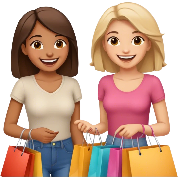 Two girls shopping  emoji