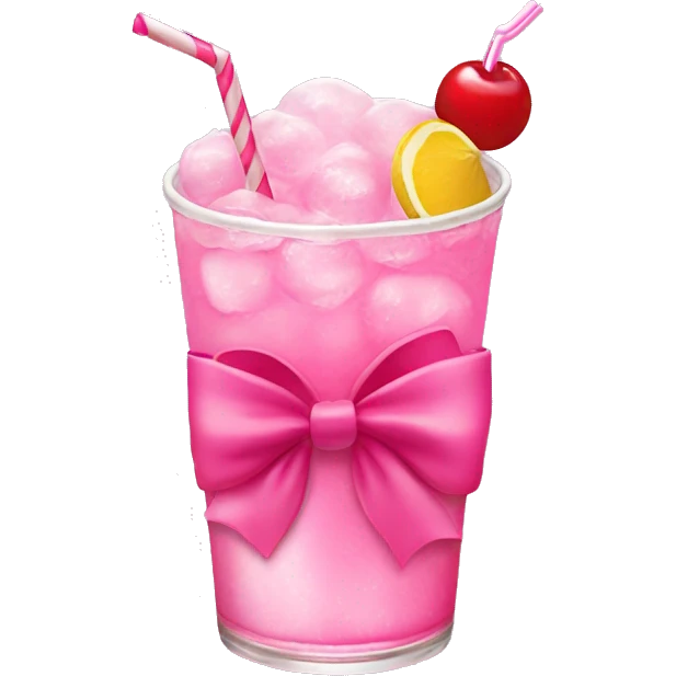 shirley temple drink with pink bow no face emoji
