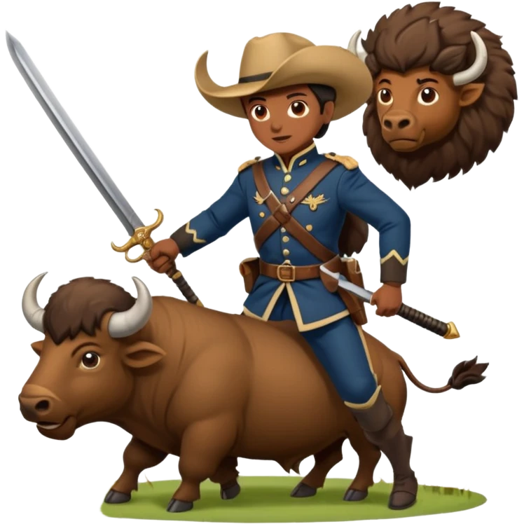 colonial soldier slaying a buffalo with a sword emoji