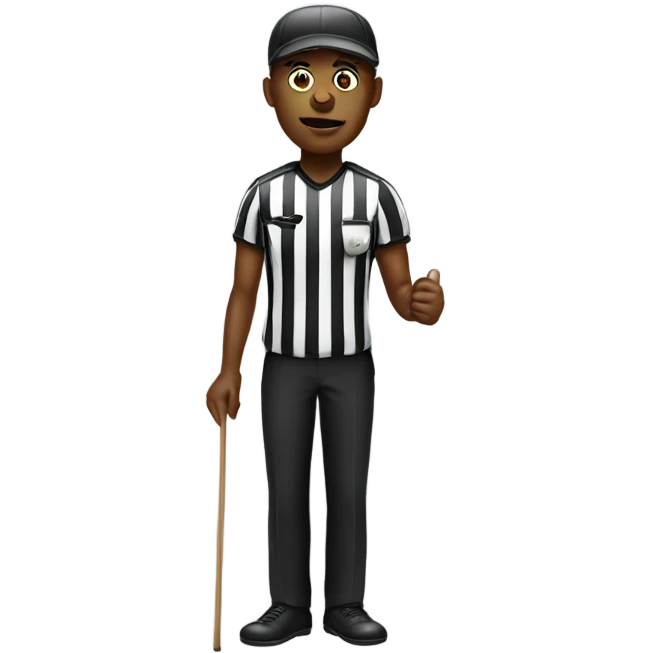 Blind referee with stick emoji