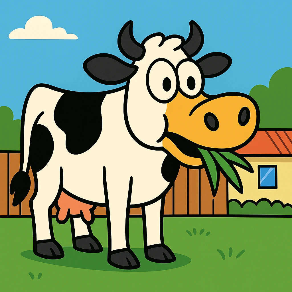 a cow masticating grass emoji