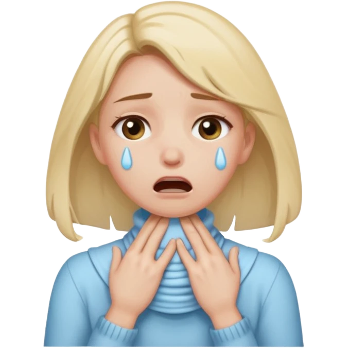 Girl choking them self dramatic  with both hands around their neck emoji