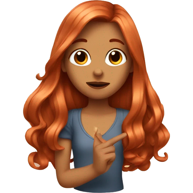 A girl with long copper hair blowing a kiss  emoji