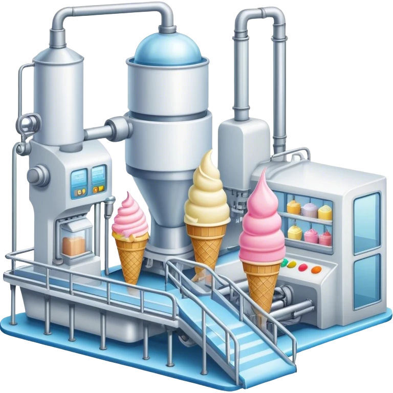 Ice cream factory with machines and production lines emoji
