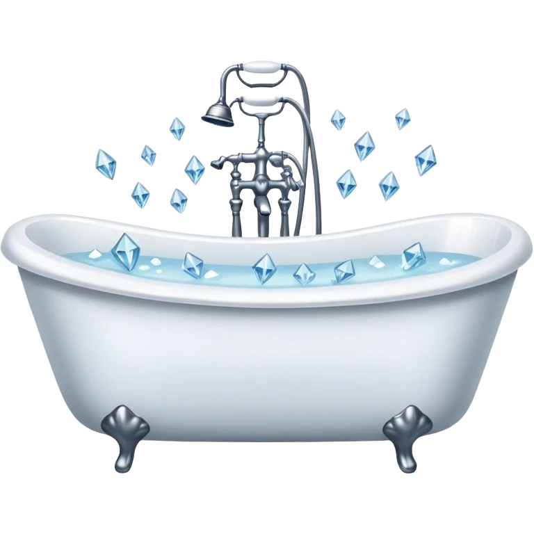 bathtub filled with white diamonds emoji