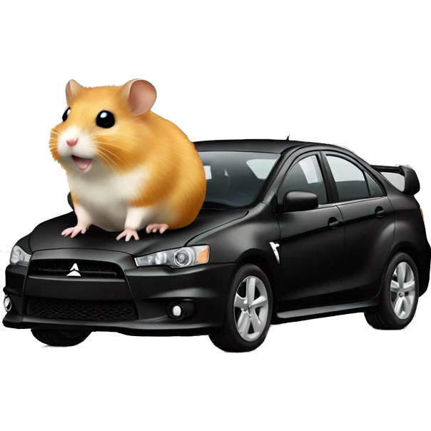 Hamster on Mitsubishi lancer black  emoji