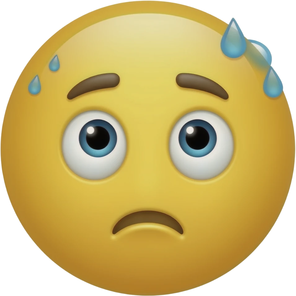Rosto redondo e amarelo, olhando para cima e suando. emoji