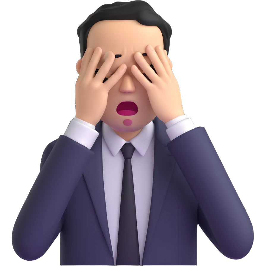 businessman in suit crying at work emoji