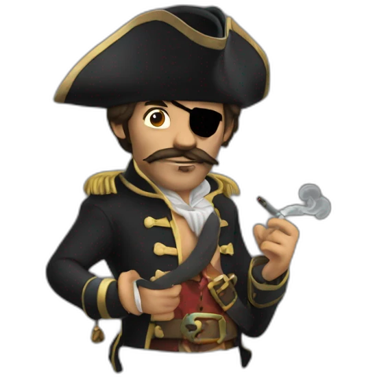 The half-shark, half-human pirate captain smokes emoji