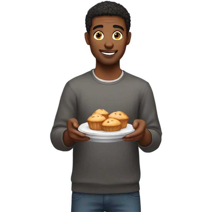 Guy holding plate of muffins  emoji