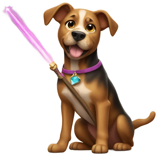 Super strong dog with a wand emoji