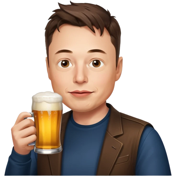 Elon Musk drinking a beer emoji