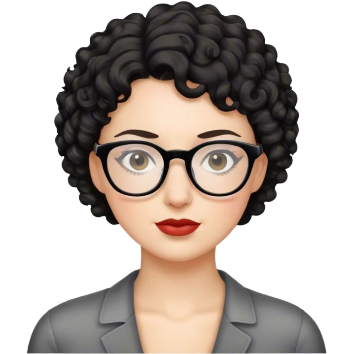 Mulher branca de cabelo igual de homem preto cacheado e óculos  emoji