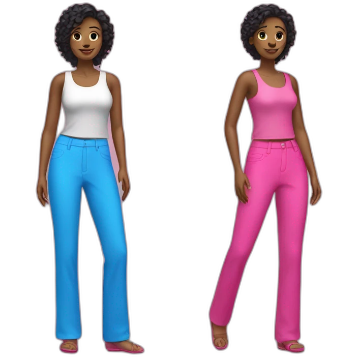 Bright pink and bright blue pants  emoji