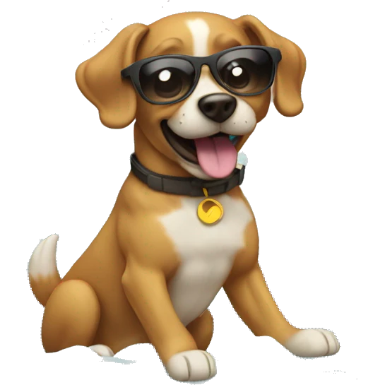 Dog on waves with shades emoji