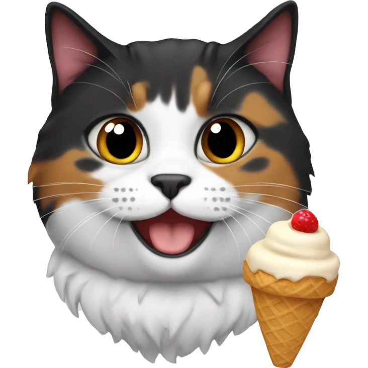 Icecream with fat calico cat emoji