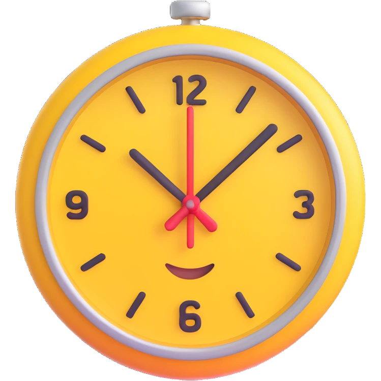 clock emoji, 3D Microsoft fluent style, shiny, clear face emoji