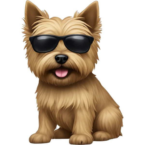 Cairn terrier with  sunglasses pooping emoji