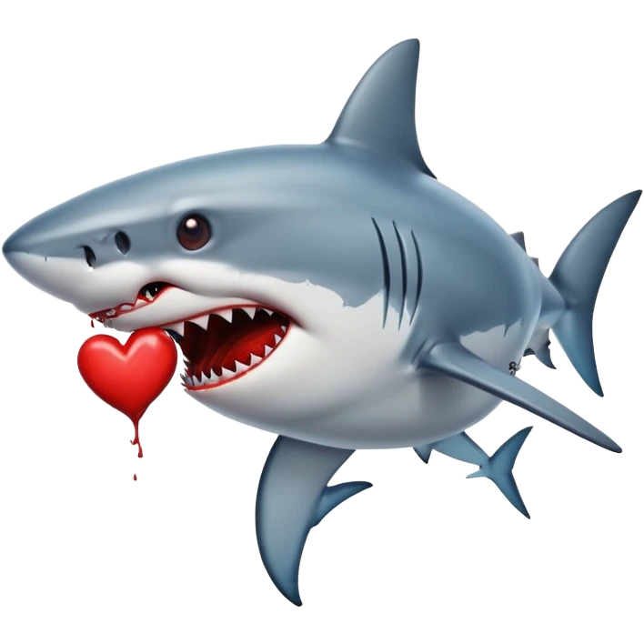 shark holding a heart emoji