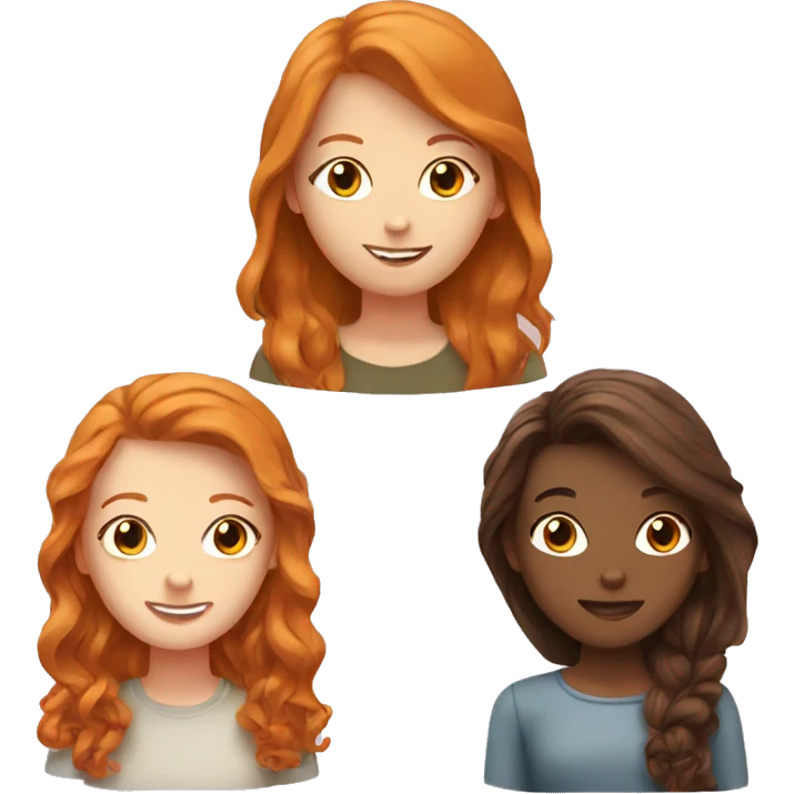 Best friends ginger girl and brunette girl emoji