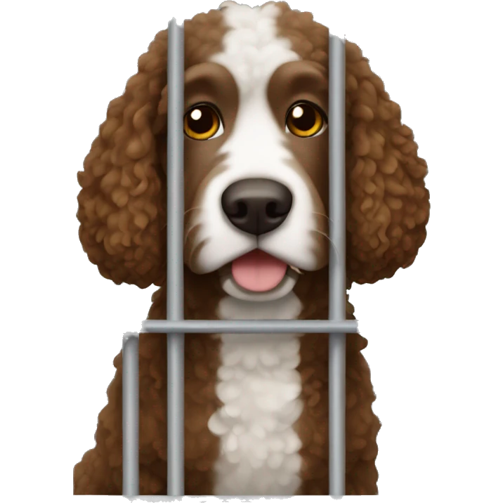 Brown Spanish water dog in jail emoji