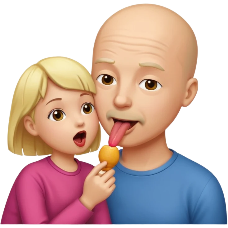 Bald man licking young girl  emoji