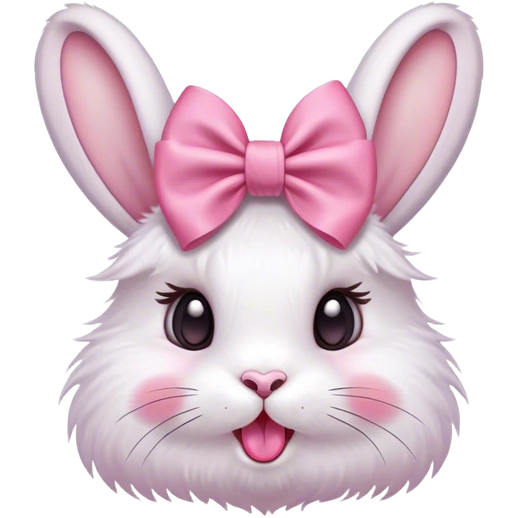 Make a rabbit sticking out its tongue with a pink bow on her head  emoji