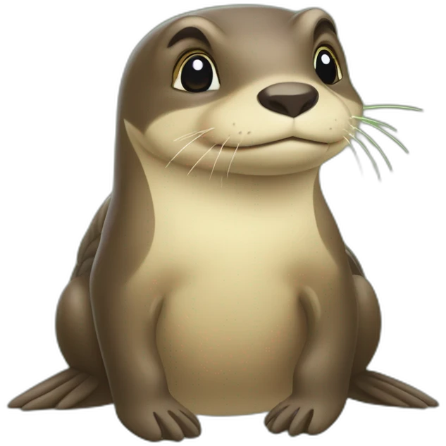Une loutre sur une tortue emoji