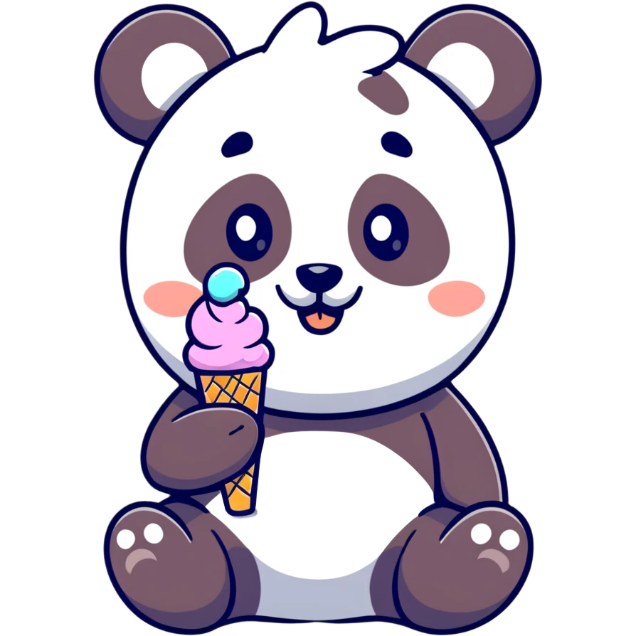 Panda eating ice cream emoji