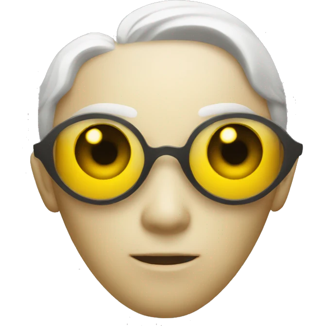 Regular yellow emoji with hunter eyes and long sharp jawline emoji