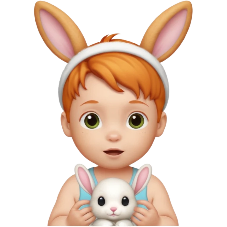 bunny ear wearing ginger small baby emoji
