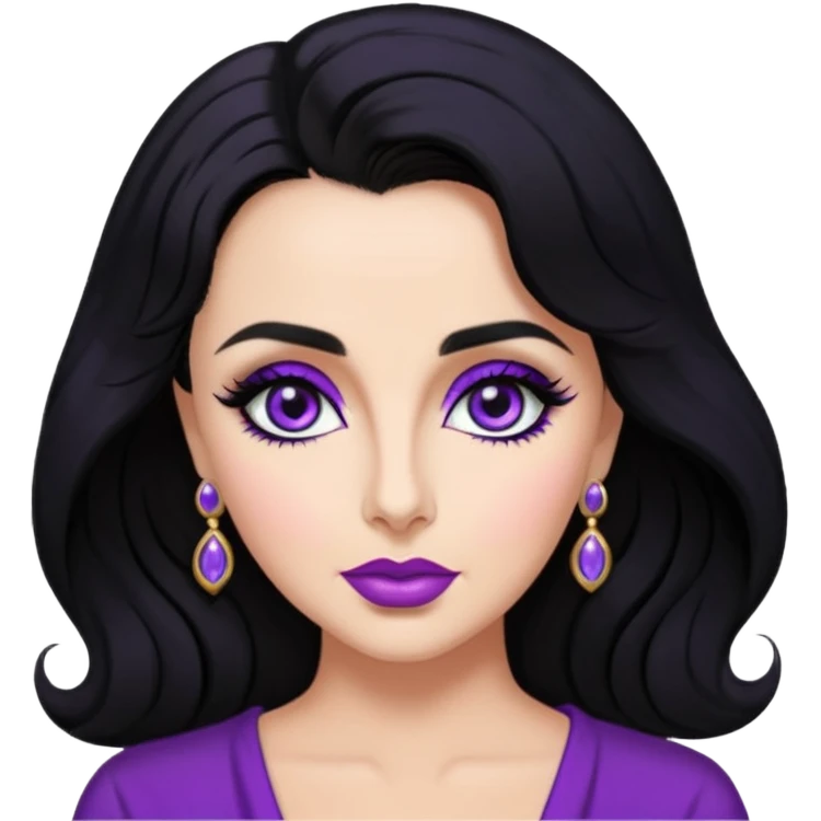 Elizabeth Taylor with violet eyes, black hair emoji